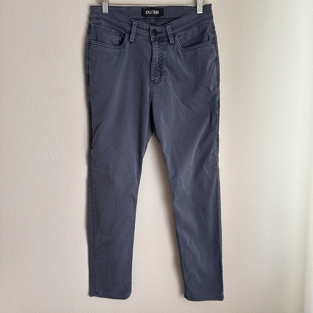 du/er Pants Mens 31x30 (fits 28x29) Performance Fit Blue‎ Gray Flaw